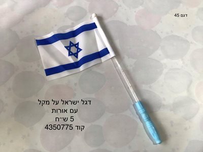 דגל ישראל על מקל עם אורות